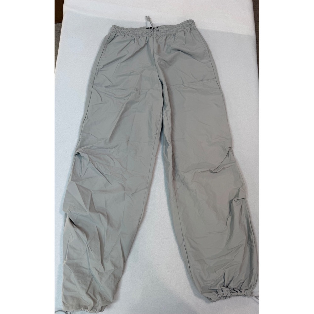 Zara Light Gray Parachute Pants Elastic Waist Bungee Hem Size XS 4391/500/819